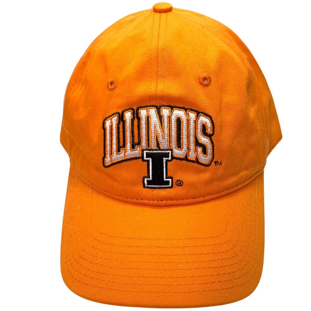 Illinois Fighting Illini Hat Adjustable Strapback Orange Embroidered NCAA Cap